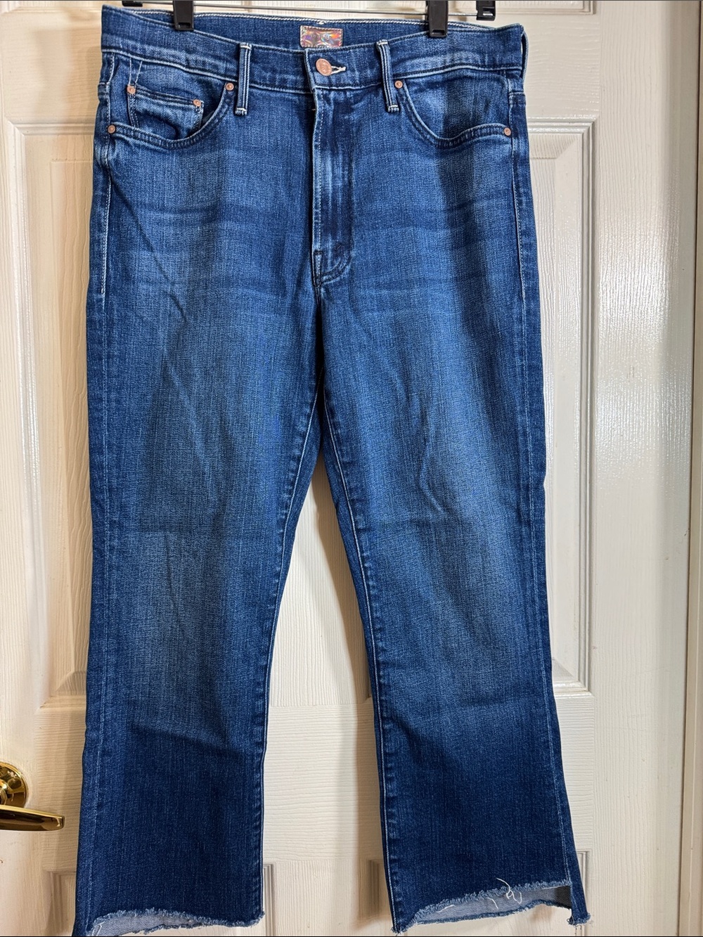 MOTHER The Insider Crop Step Fray Sake To Me Denim Stretch Frayed Jeans Sz 31